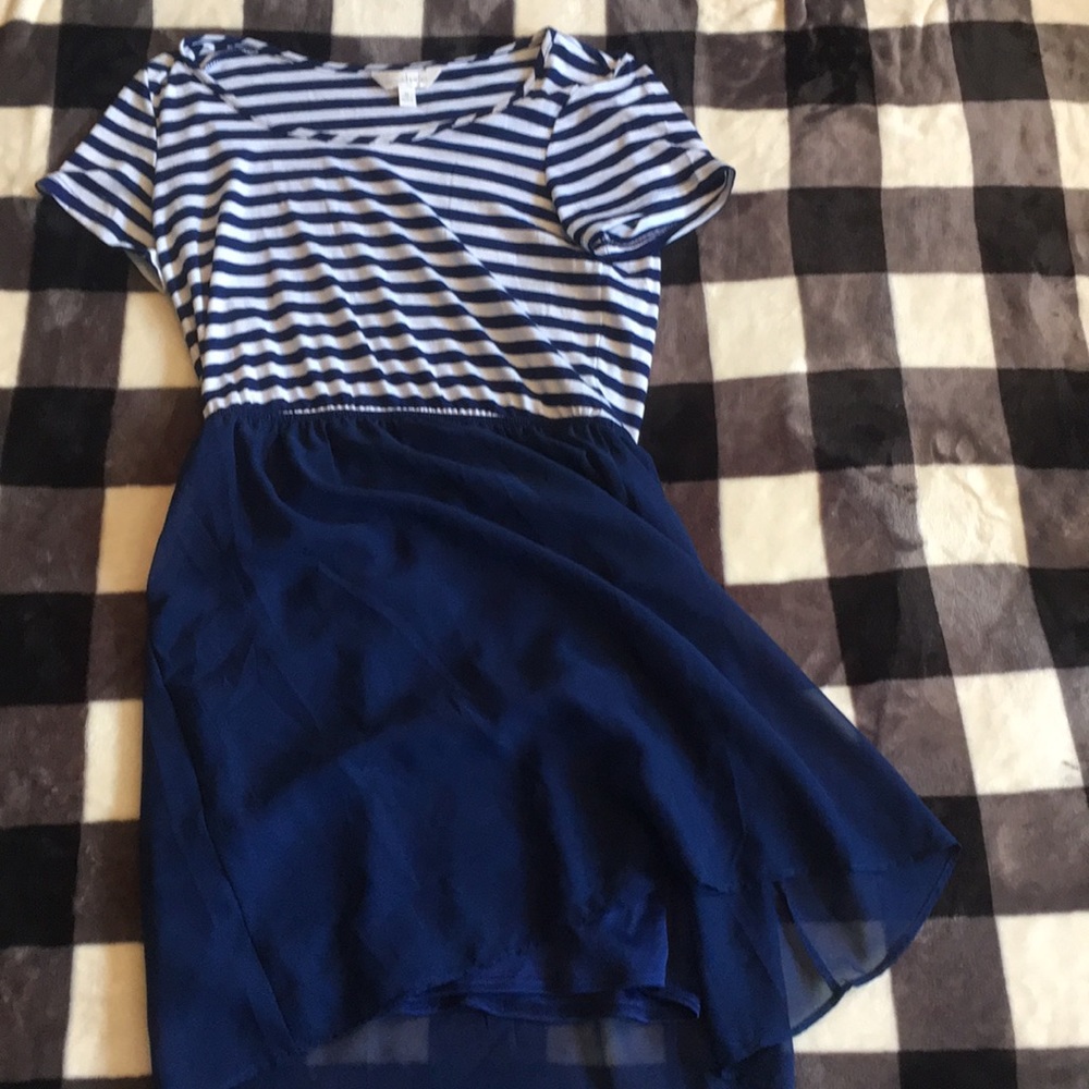 Navy and white short sleeve dress